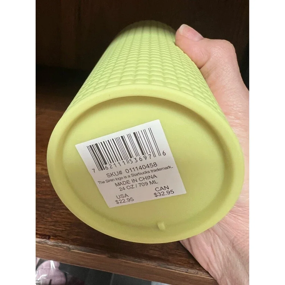 Starbucks Starbucks Yellow Grid Green Meadow Tumbler 24oz Venti Travel Insulatef